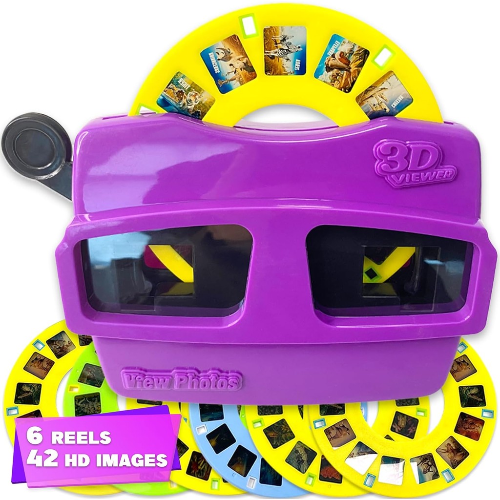ArtCreativity 3D Viewer for Kids with 6 Reels, Reel Viewer with 42 HD Images – Dinosaurs, Animals, S
