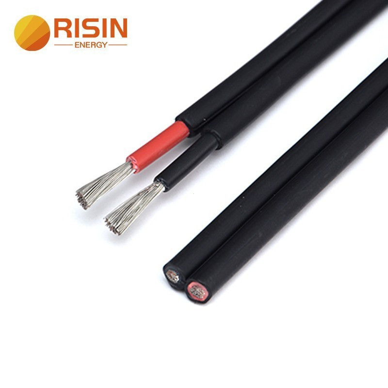 2X4mm 2X6mm Twin Core Solar PV Cable TUV ได้รับการอนุมัติ PV1-F สายคู่แบบยืดหยุ่นที่ใช้ในระบบพลังงาน