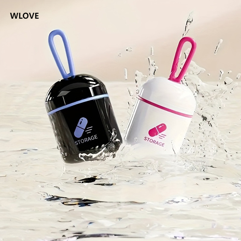 กล่องยาขนาดเล็กแบบพกพา Travel Supply Moisture Proof Daily Dispensing กล่องเก็บของสองช่อง (WLJQ)