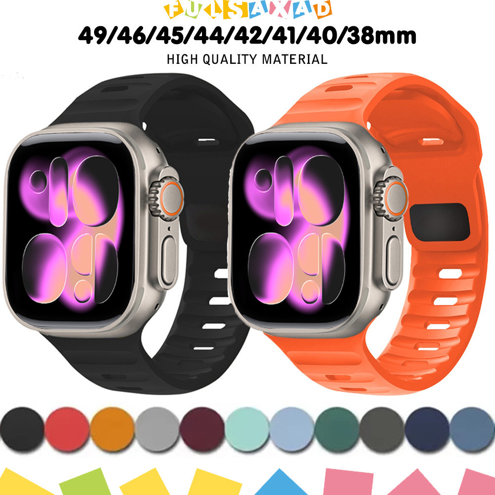 สายยางซิลิโคนสำหรับ for Iwatch Apple Watch Ultra 4 3 2 SE 3 2 Series 12 11 10 9 8 7 6 5 4 3 2 49 46 42 45 44 40 38มม