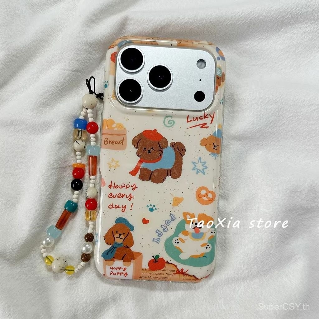 เคสโทรศัพท์เหมาะสําหรับiPhone 7 8 X XS XR XSMAX 11 12 13 14 15 16 17 Pro max Plus Airฤดูใบไม้ร่วงฤดูหนาวผ้าพันคอลูกสุนัขShock-Resistantป้องกันกรณีรวมทุกอย่างAJST