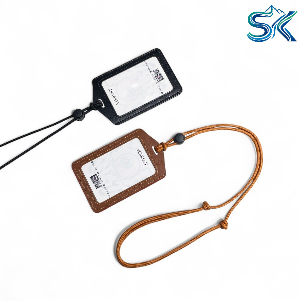 Lanyard Id Card สาย Prusik หนังสังเคราะห์ 1 ช่องใส่การ์ด สีดําสีน้ําตาล Army
