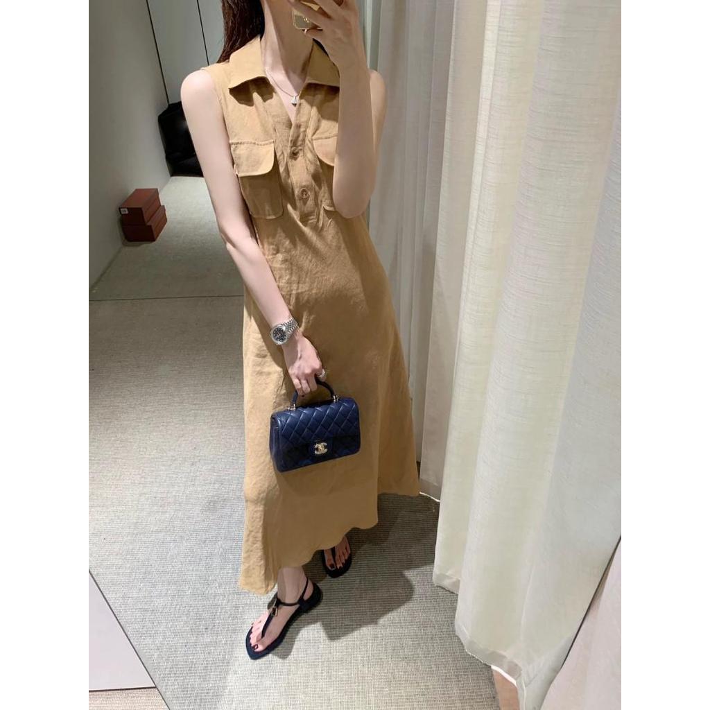 Imoveสไตล์เกาหลีผู้หญิงพร็อพลําลองกระเป๋าคู่เปิดลงปกสลิมฟิตชุดแขนกุดยาว