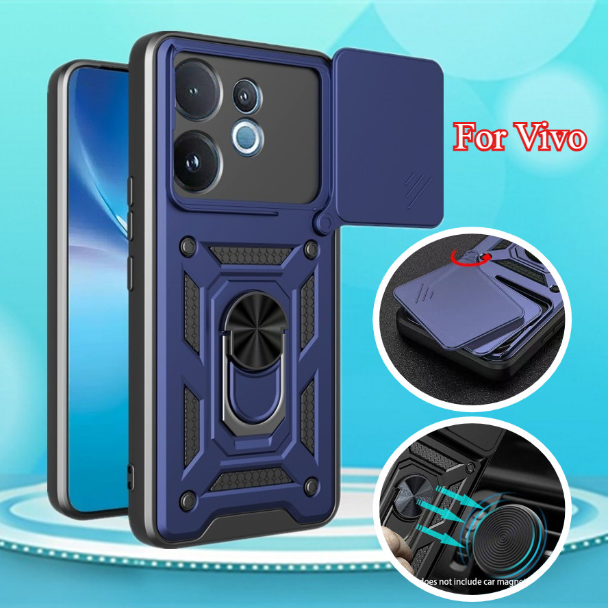 กันกระแทกแหวนสําหรับ Vivo V60 VivoV60 Lite V2511 5G Push ดึงกล้องป้องกันกรณีโทรศัพท์ Hard ปกหลัง Vev