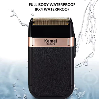 Kemei KM-2024 USB ชาร์จเครื่องโกนหนวดไฟฟ้าสําหรับผู้ชายลูกสูบใบมีดคู่มีดโกนเครื่องหนวด Beard Trimmer เครื่องโกนหนวด