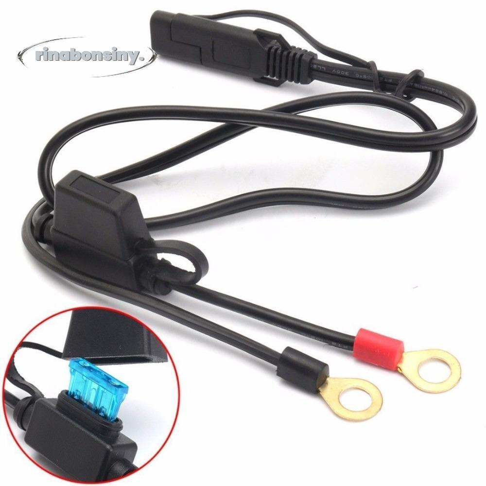 RINABONSINY 12V สายชาร์จแบตเตอรี่รถจักรยานยนต์ที่มีประโยชน์สะดวกเทอร์มินัลป้องกัน