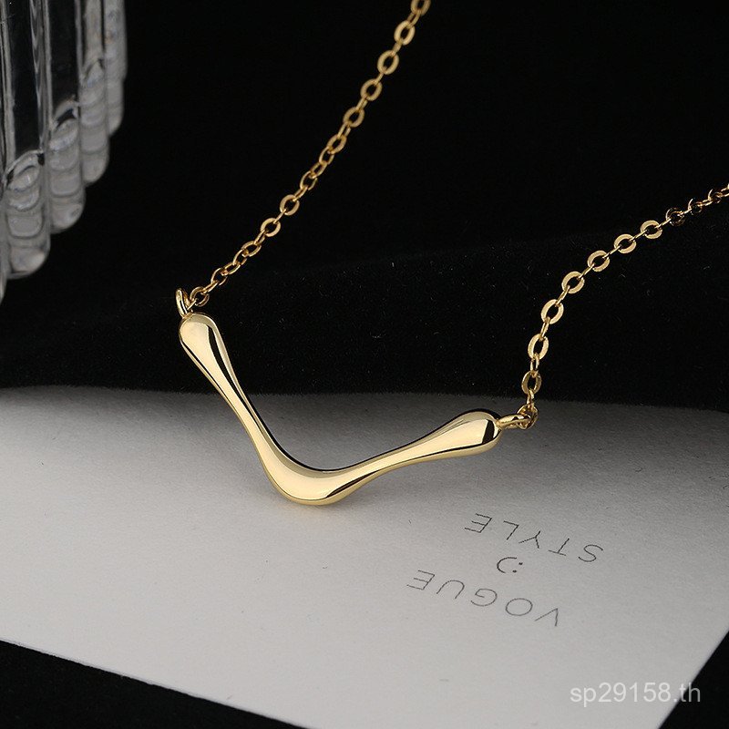 สร้อยคอเงินแท้ 925 ทรง V อัญมณีหรูหราสำหรับผู้หญิง ออกแบบตามสไตล์ตะวันตก MP8M