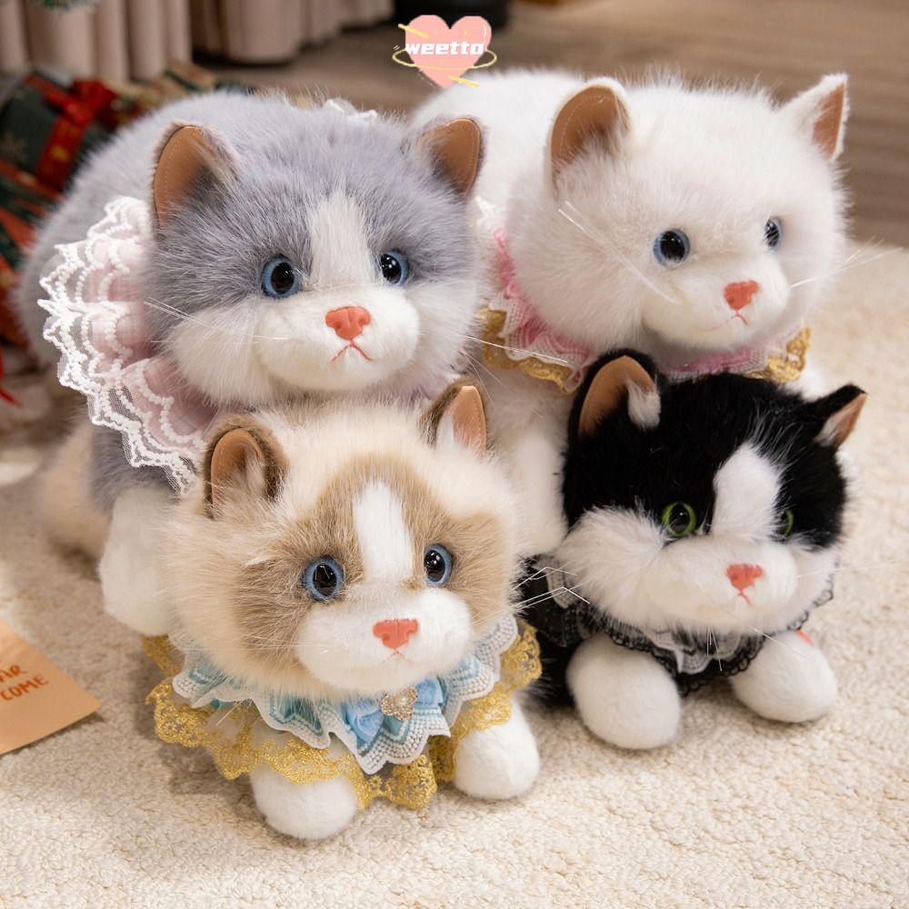 WETTO ของเล่นตุ๊กตาแมวจําลอง, ตุ๊กตาแมวเหมือนจริงนุ่มปุย, ของขวัญวันเกิดโมเดลลูกแมวจําลองมีเสียงน่ารัก