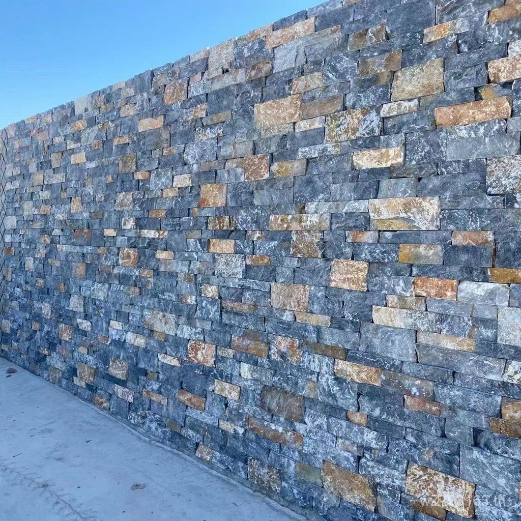 ภาษาอังกฤษอิฐโบราณ Blackstone กระดานดําสีดําสีเทา Fossil ชั้นครอบครัว Villa เห็ดหิน Courtyard ผนังภา