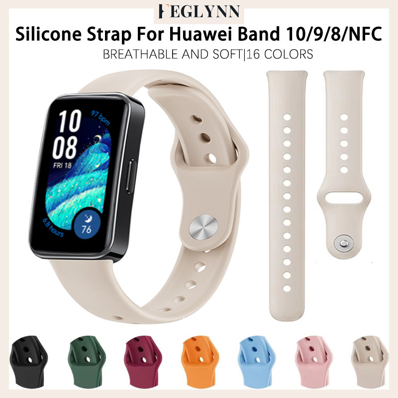 สายรัดซิลิโคนกีฬาสำหรับ for Smartwatch Huawei Band 10/9/8 อุปกรณ์เสริมยางระบายอากาศ for Huawei Band 10/9/8 NFC