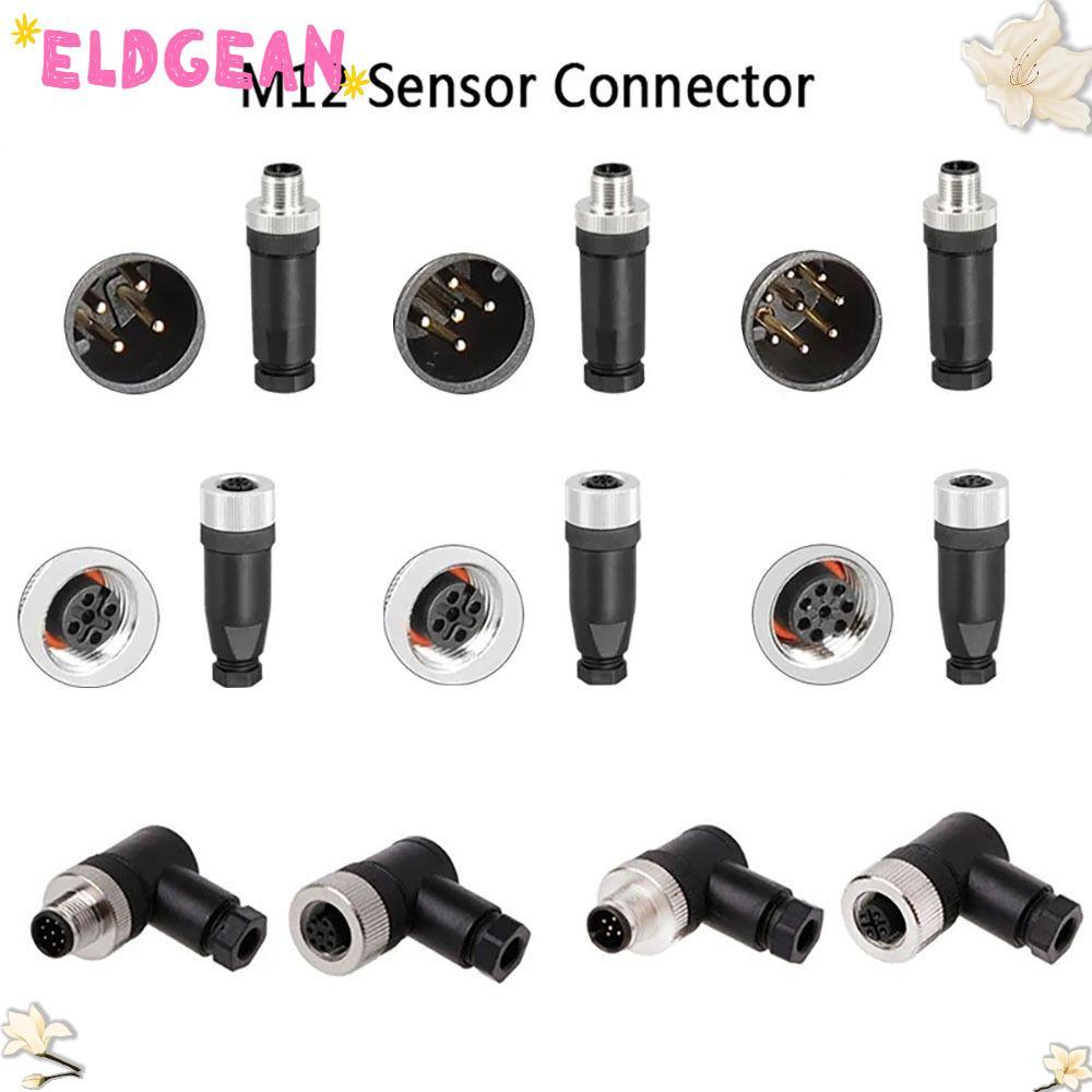 ELDGEAN M12 Sensor Connector, Connector 4 5 8 Pin M12 ปลั๊กการบิน, ชายหญิงซ็อกเก็ตตรง Power Adapte ส