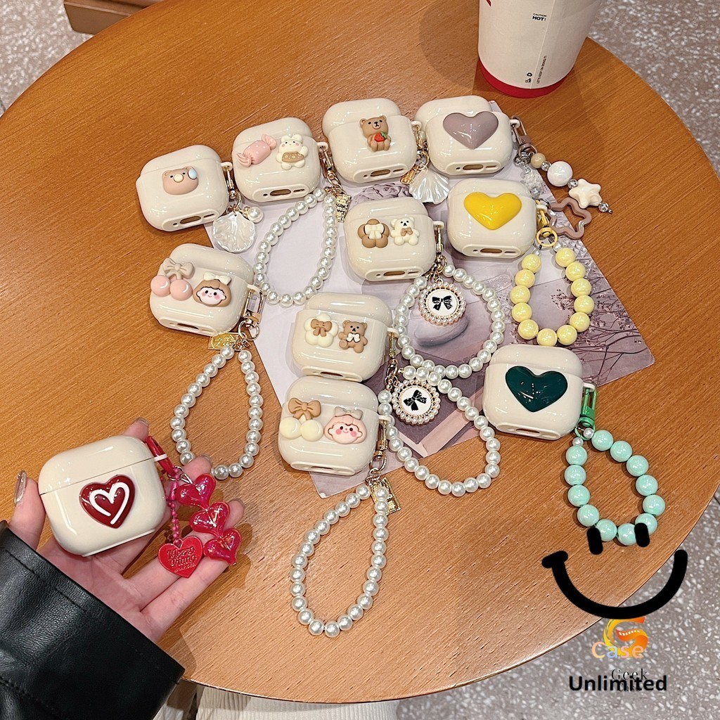 สําหรับ HOCO EW26 เคส Case เคสหูฟัง สร้อยข้อมือส่วนบุคคล หมี ลูกอม และหัวใจ motifs