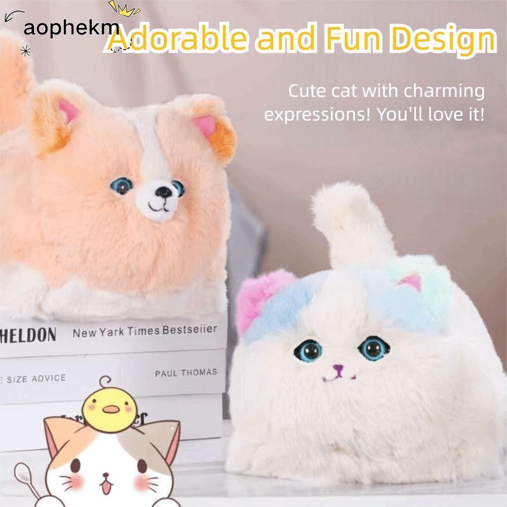 AOPHEKM ตุ๊กตาไฟฟ้าที่สมจริง, ฟังก์ชั่นแบบโต้ตอบไฟฟ้าขับเคลื่อน Interactive Huggy Cat, พูดคุณสมบัติจ