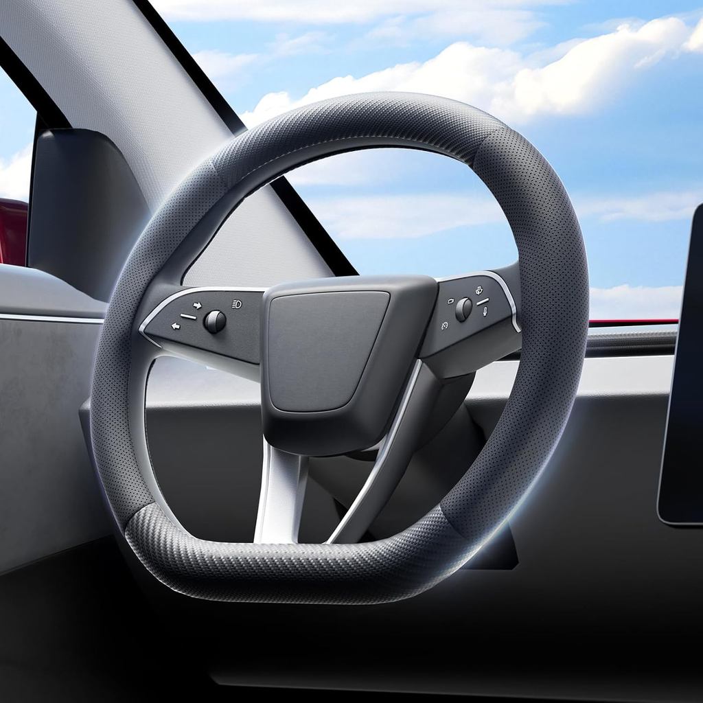 ที่หุ้มพวงมาลัย Wigoo สําหรับรุ่นใหม่ Y Juniper & Model 3[หนัง Ultra-Thin ระบายอากาศได้ดี] รุ่น 3 (2