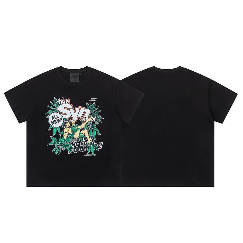 Syna World Letter พิมพ์ฤดูร้อน ผ้าฝ้ายแท้ แขนสั้น เสื้อยืดคูลๆ สำหรับผู้ชายและผู้หญิง