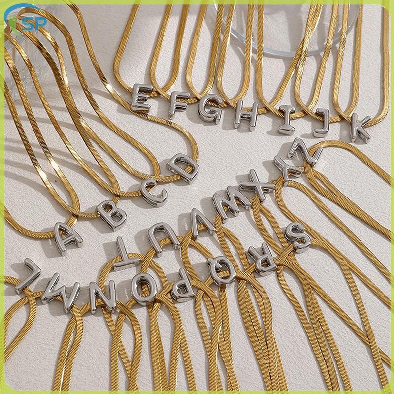 # แฟชั่น TH # ไทเทเนียมเหล็กงูกระดูกโซ่ 26 ตัวอักษรจี้สร้อยคอ AZ เริ่มต้นตัวอักษร Choker เครื่องประด