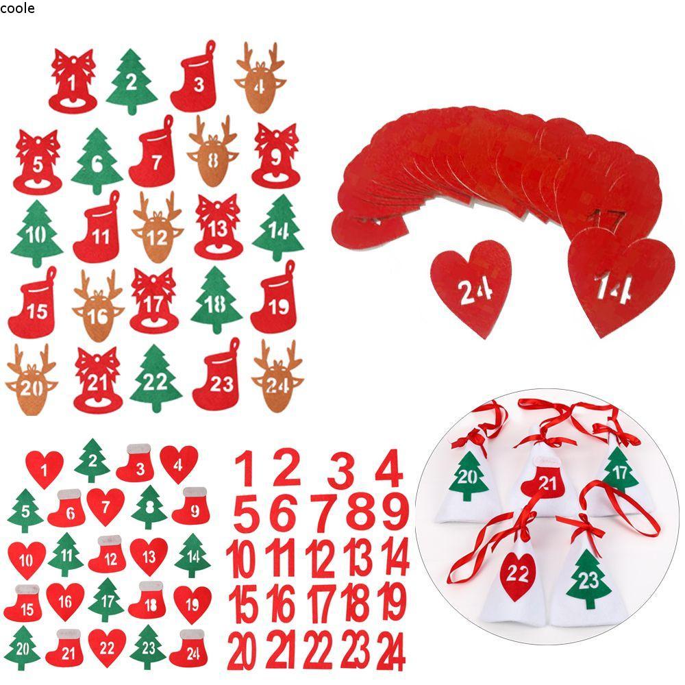 COOLE 24 ชิ้น Christmas Label Package Label Cookie Candy Tag DIY นับถอยหลัง Merry Christmas Advent ป