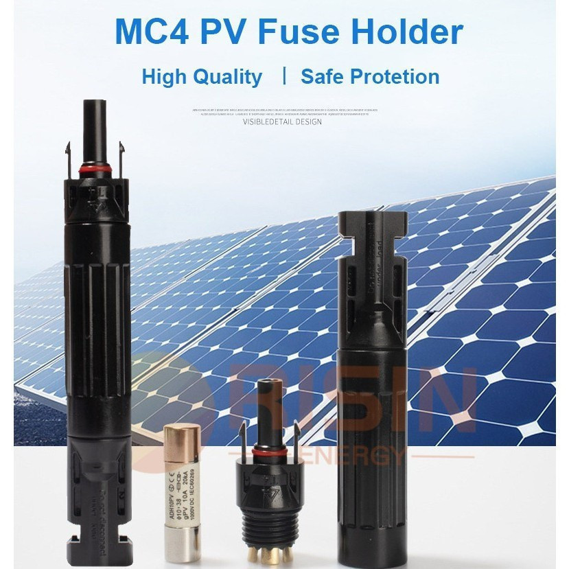 แผงโซลาร์เซลล์ผู้ถือฟิวส์ป้องกัน MC4 PV Connector ฟิวส์ป้องกัน PV Current ป้องกัน 6/15/20/30A