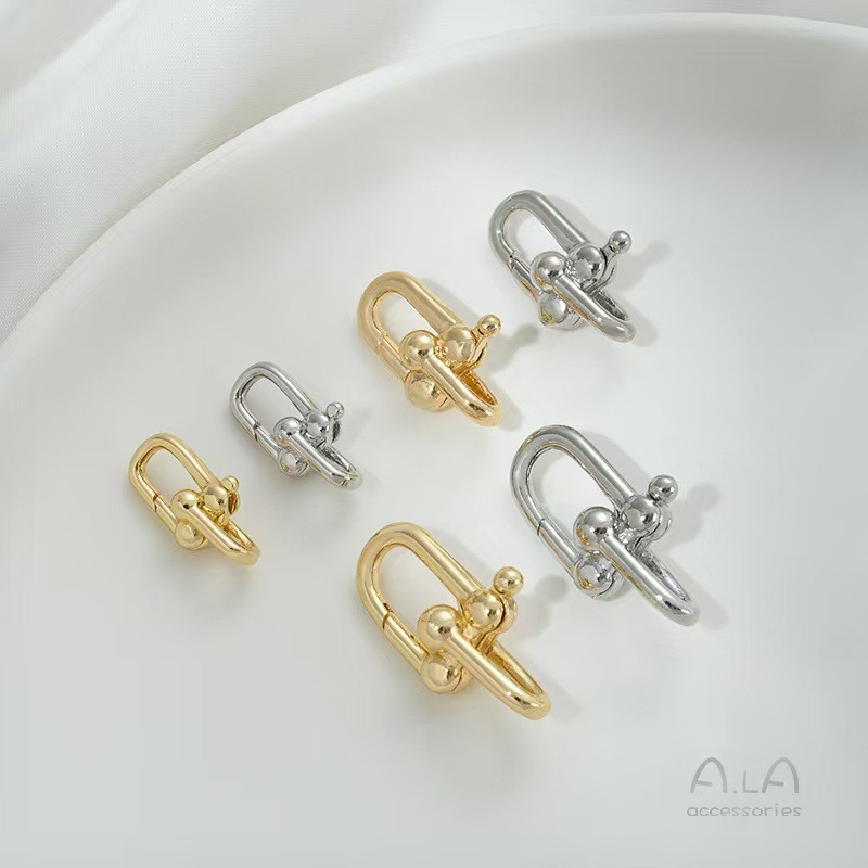 14K Gold-Covered สี-Preserve U-Shaped ฤดูใบไม้ผลิหัวเข็มขัดอุปกรณ์เสริม diy สร้อยข้อมือสร้อยคอ U-Sha