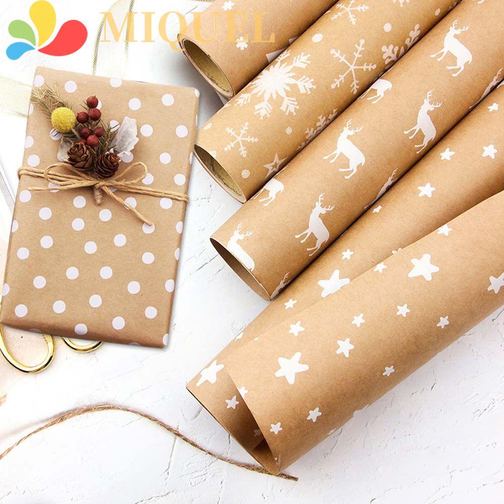 MIQUEL กระดาษห่อทําด้วยมือกระดาษคราฟท์ด้านเดียวต้นคริสต์มาสเกล็ดหิมะอุปกรณ์ปาร์ตี้ปีใหม่