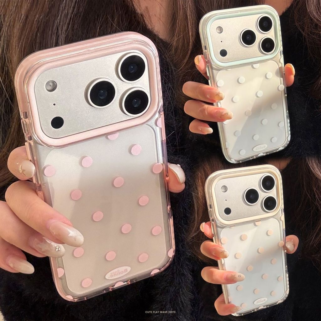 เคสโทรศัพท์ลายจุดสีทึบสําหรับ iPhone17 16 15 14 13 11 12Promax 13Promax 12Pro 14plus 15Promax