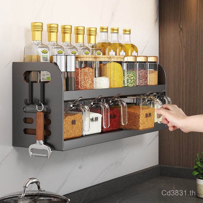 ห้องครัวครัวเรือนครัวกล่องปรุงรสเจาะฟรี Jar Rack ติดผนังเครื่องปรุงรสเครื่องปรุงรสชุดมัลติฟังก์ชั่ H