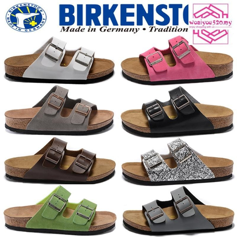 BIRKENSTOCK Boken รองเท้าแตะคอร์ก Unisex Double Buckle Arizona Summer Beach Sandals
