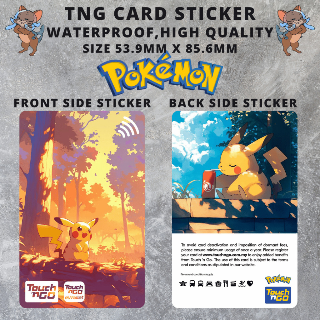 Pokemon Pikachu - สติ๊กเกอร์การ์ด/Touch n Go Card Sticker Cover