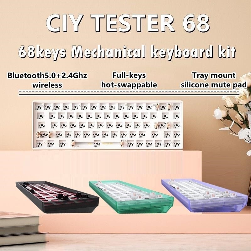 CIY Tester68 Keyboard Kit GK68 65% Layout 2.4G/Bluetooth Mechanical keyboard Kit With Silicone Sandw