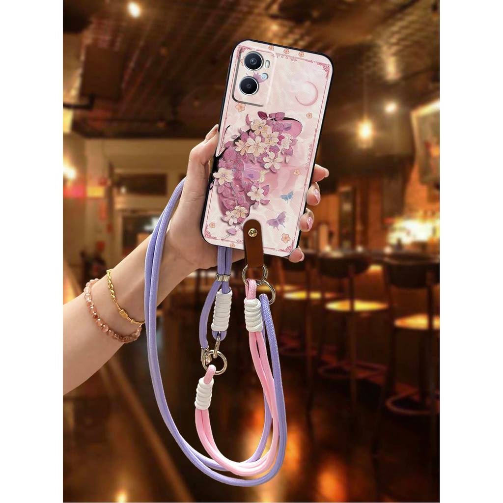Anti-knock ซิลิโคนเคสโทรศัพท์สําหรับ OPPO A96 4G Full wrap น่ารัก TPU Crossbody Graffiti Dirt-resist