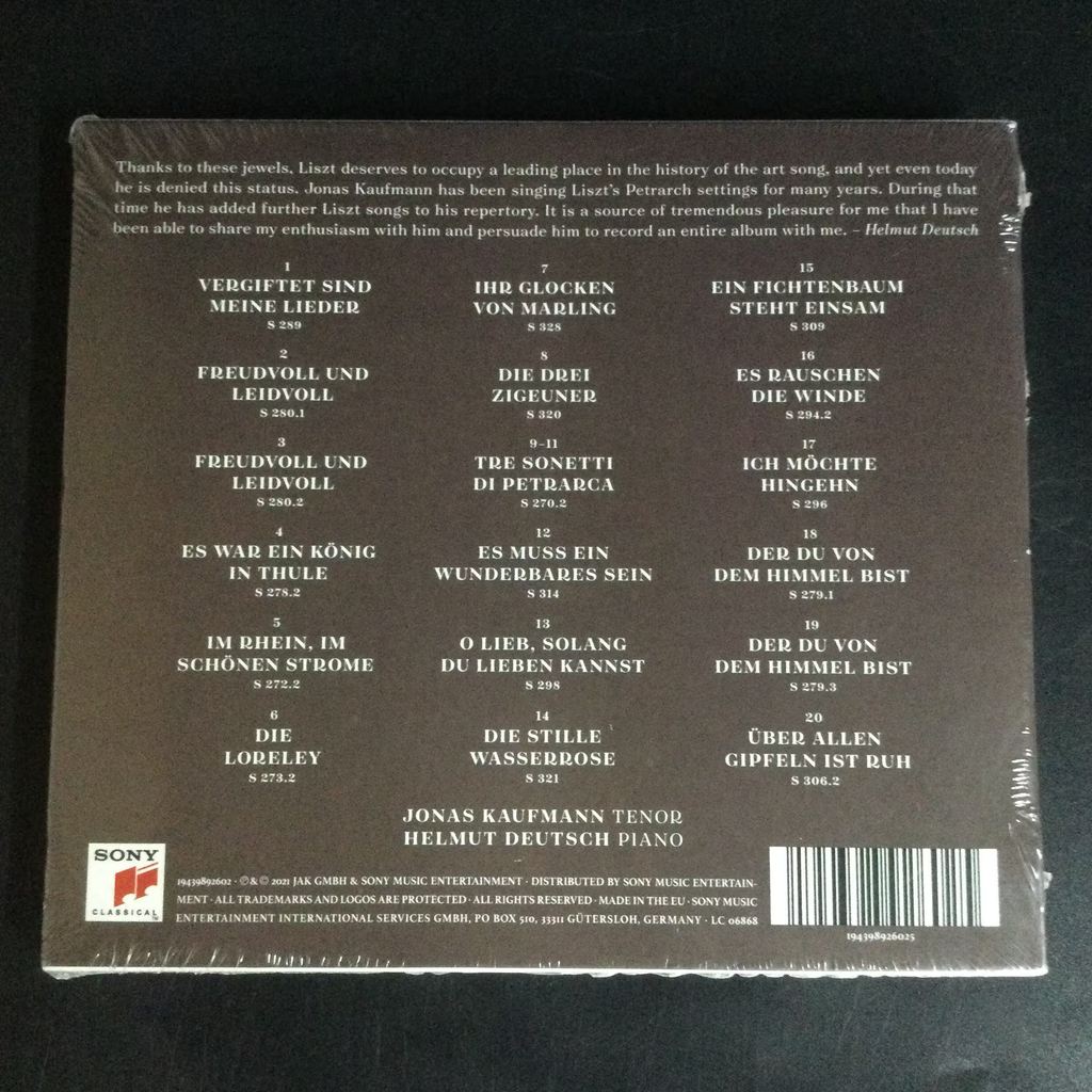 SONY Kaufman Jonas Kaufmann Jonas Kaufmann-Lister Art Song Collection CD