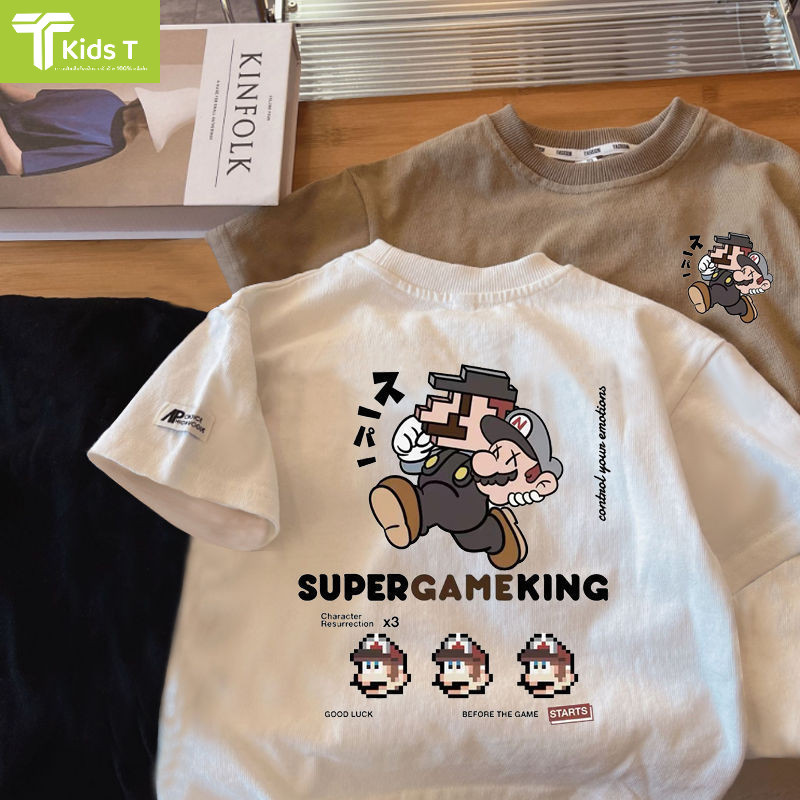 (จัดส่งตลอด 24 ชั่วโมง) Kids T shop2025 New style เสื้อยืดคอกลม แขนสั้น ผ้าฝ้าย 100% พิมพ์ลายการ์ตูน (1-11 ปี) แฟชั่นสํา