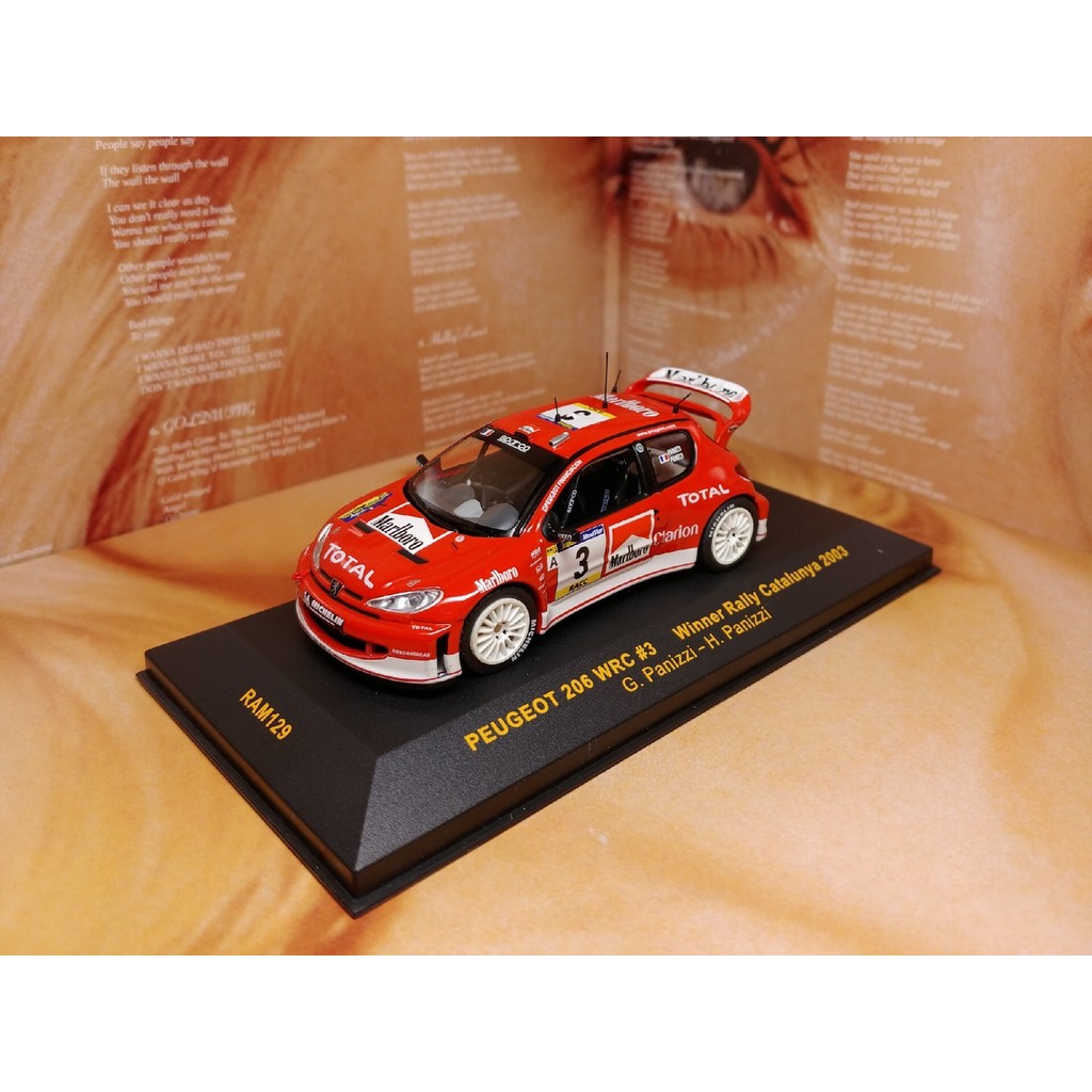 Marlboro IXO Peugeot 206 WRC World Rally Championship 2003 Catalonia Station แชมเปี้ยนสเปน 1/43. IXO