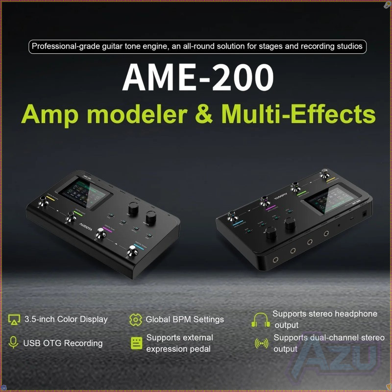 Udota Ame-200 Multi-Effects Guitar Pedal - จูนเนอร์ในตัว + 50 เครื่องกลอง + Looper สําหรับสตูดิโอฝึก