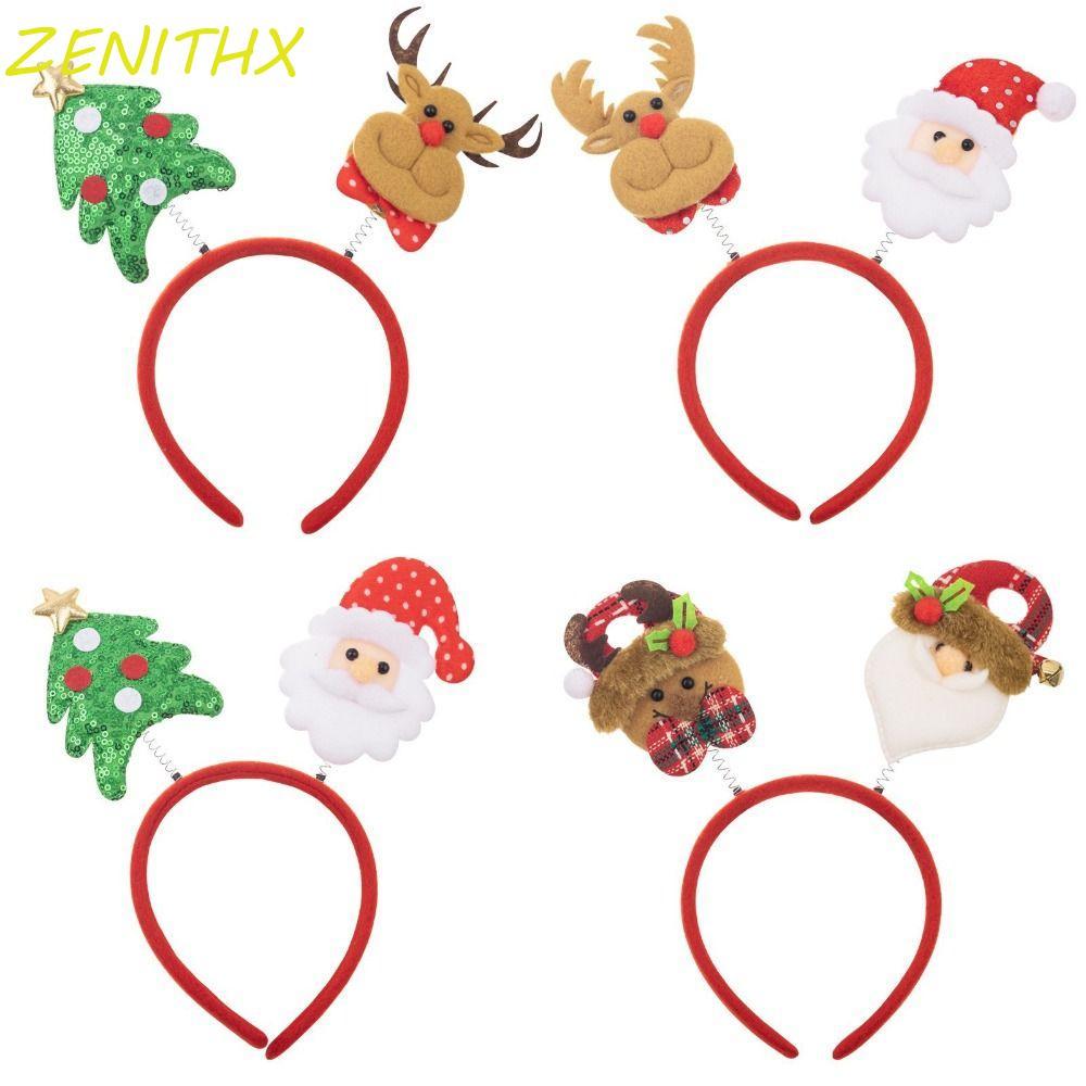 Zenithx ที่คาดผม 4 ชิ้น แบบคริสต์มาส รวม Santa Claus, Snowman, Christmas Tree และ Reindeer สำหรับคอส