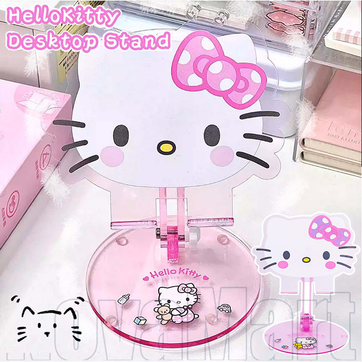 ที่วางโทรศัพท์อะคริลิค สวัสดี คิตตี้ ฐานถ่วงน้ําหนักที่มีเสถียรภาพพร้อมการยกเรียบ & 180° หมุนตัวยึดสากลสําหรับโทรศัพท์แท็บเล็ตพร้อมเคส