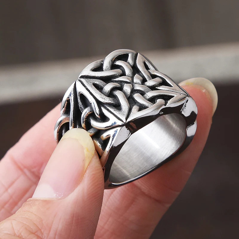 Heavy Metals Celtics Knot Rings for Men Boys Punk Vintage Stainless Steel Amulet Rings Biker Fashion