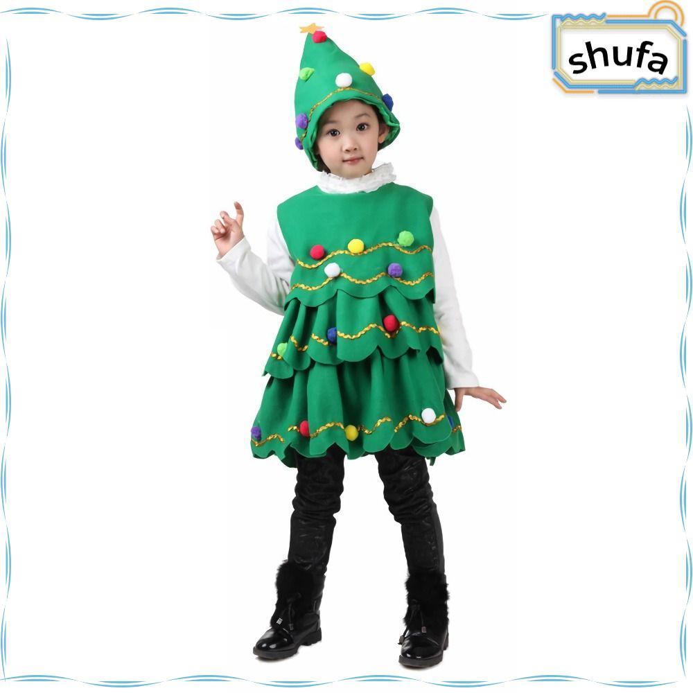 ชุดแต่งตัวต้นคริสต์มาส พร้อมหมวกและชุดสำหรับเด็ก คุณภาพดีสำหรับเด็ก