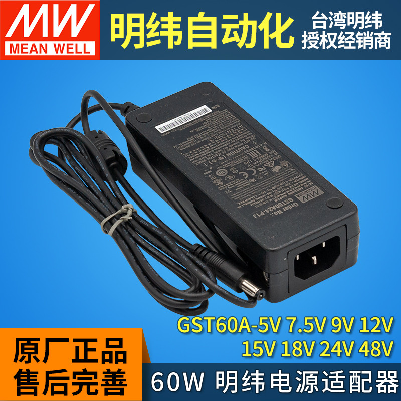 GST60A Switching Power Adapter P1J MEAN WELL 05/07/09/12/15/18/24/48 60W12V24V
