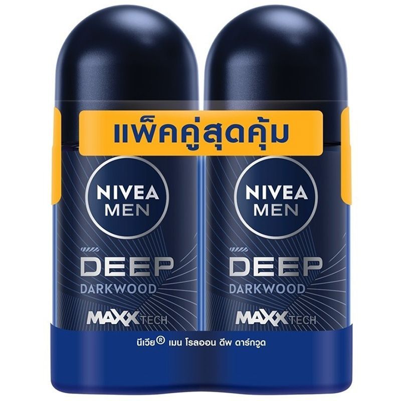 นีเวียดีโอเมนดีพโรลออน 50มล. แพค 2 Nivea Men Deep Roll On 50ml. Pack 2 [หมายเลขบาร์โค้ด 8850029029047 ]
