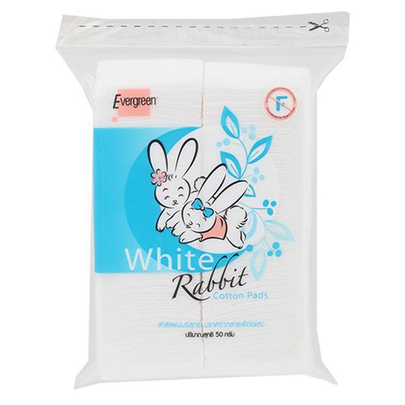 เอเวอร์กรีนสำลีแผ่นกระต่าย 50กรัม Evergreen Cotton Pad Rabbit 50g. [หมายเลขบาร์โค้ด 8852117121039 ]
