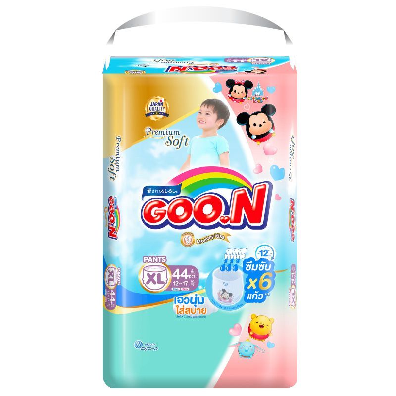 กูนน์กางเกงผ้าอ้อมเด็กขนาด XL 44ชิ้น GOO.N Premium Baby Diaper Pants Size XL 44pcs. [หมายเลขบาร์โค้ด 8858947862043]