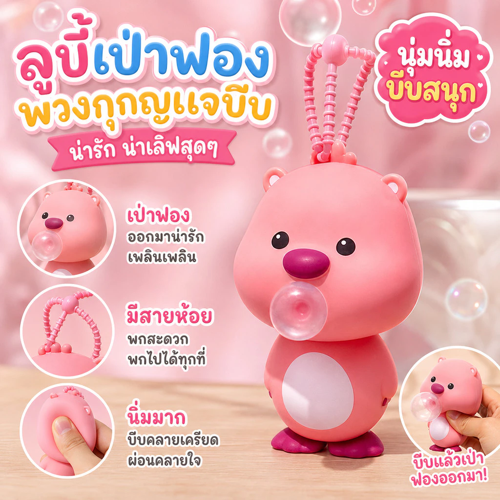 พวงกุญแจ Loopy (ลูปปี้) กดป็อบอิทได้ | ของเล่นแก้เครียด ออฟฟิศ & นักเรียน – ห้อยกระเป๋าเกาหลีลุค