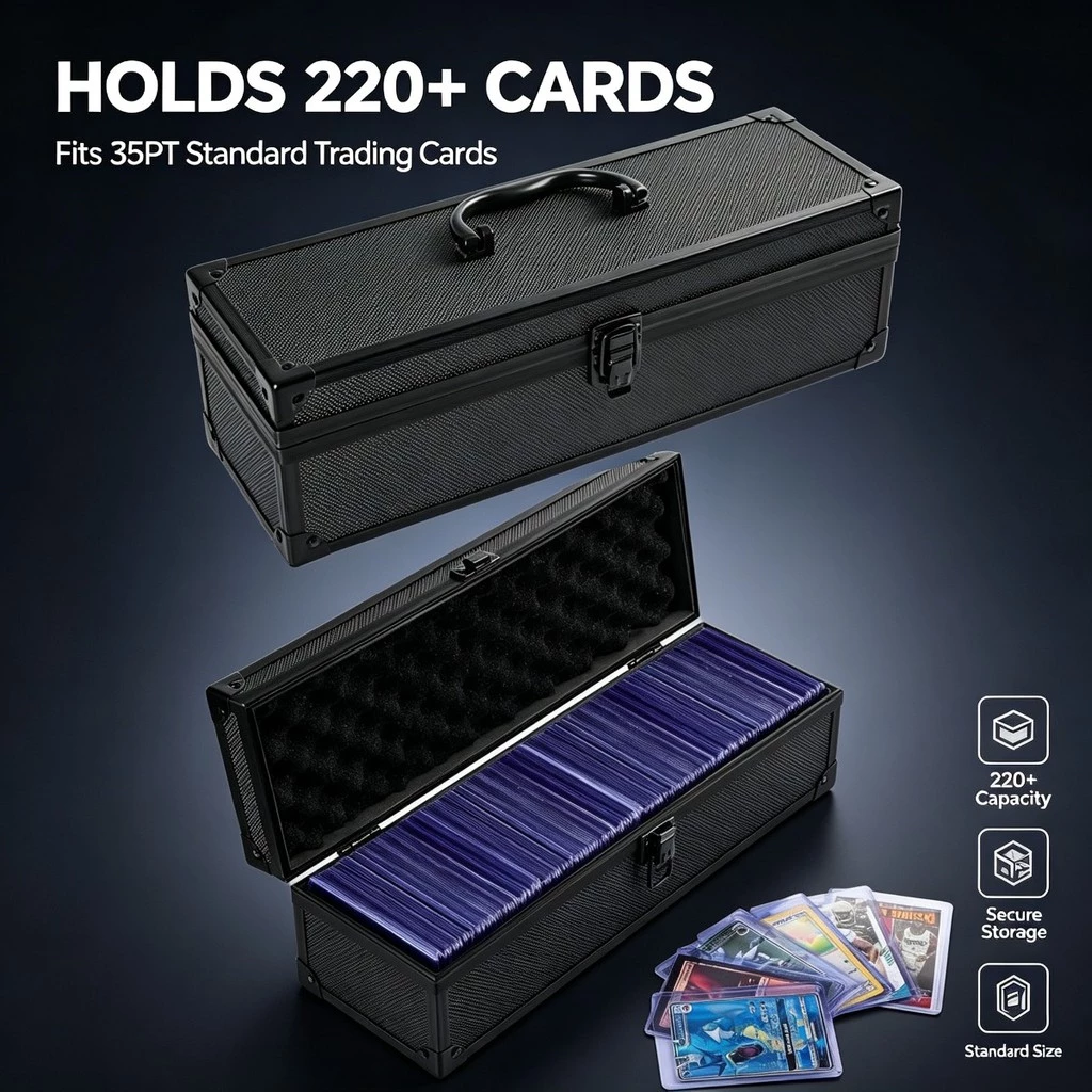 กล่องเก็บการ์ดอลูมิเนียม จุได้ 220+ ใบ 35PT มีล็อค สำหรับโปเกมอน TCG การ์ดกีฬา ยูกิโอ MTG thumbnail 8