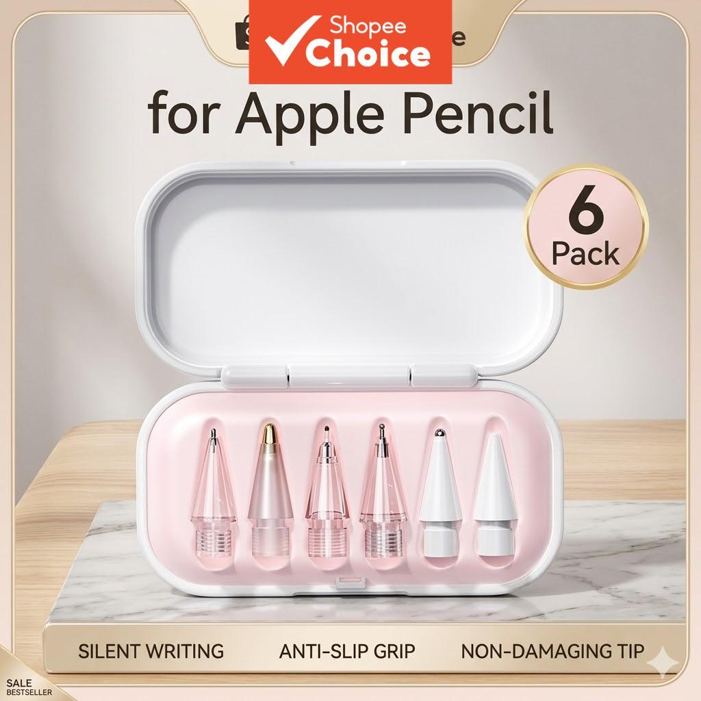 เปลี่ยน Nibs 6 ชิ้นสําหรับ Apple ดินสอ 1st 2nd Gen Pro ปากกาสไตลัสทนต่อการสึกหรอผสมการเขียนความรู้สึกชุดเคล็ดลับสําหรับการวาดภาพ