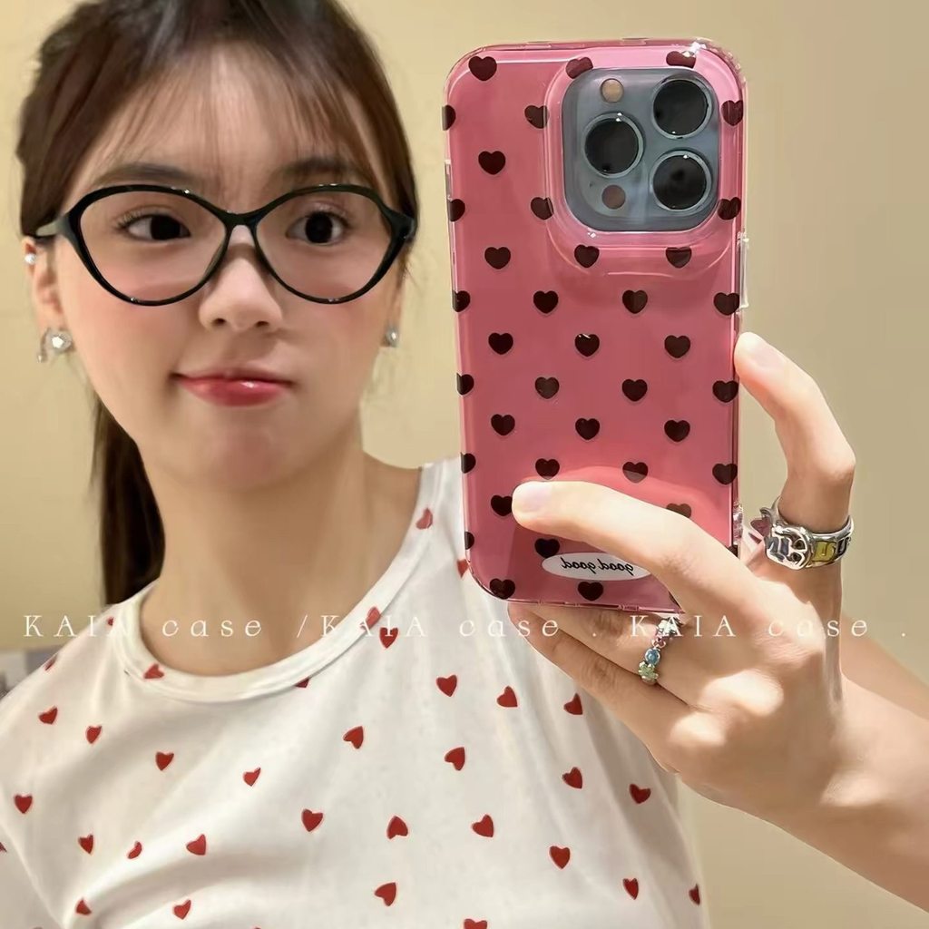 Rose สีชมพูสีทึบหัวใจขนาดเล็กเหมาะสําหรับ Samsung s26ultra เคสโทรศัพท์ s25fe/s24 + สไตล์ใหม่ s23fe/22/s21 เคสป้องกัน a57a56a55 Creative a17a16a15a37a27a07