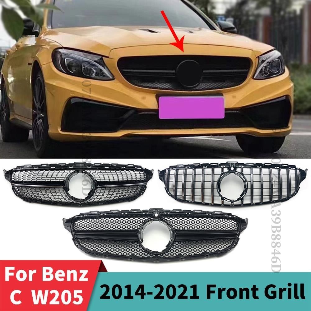 GT GTR เพชร Inlet ตาข่ายกระจังหน้าย่างปรับแต่งอุปกรณ์เสริมสําหรับ Mercedes Benz C W205 C205 S205 201