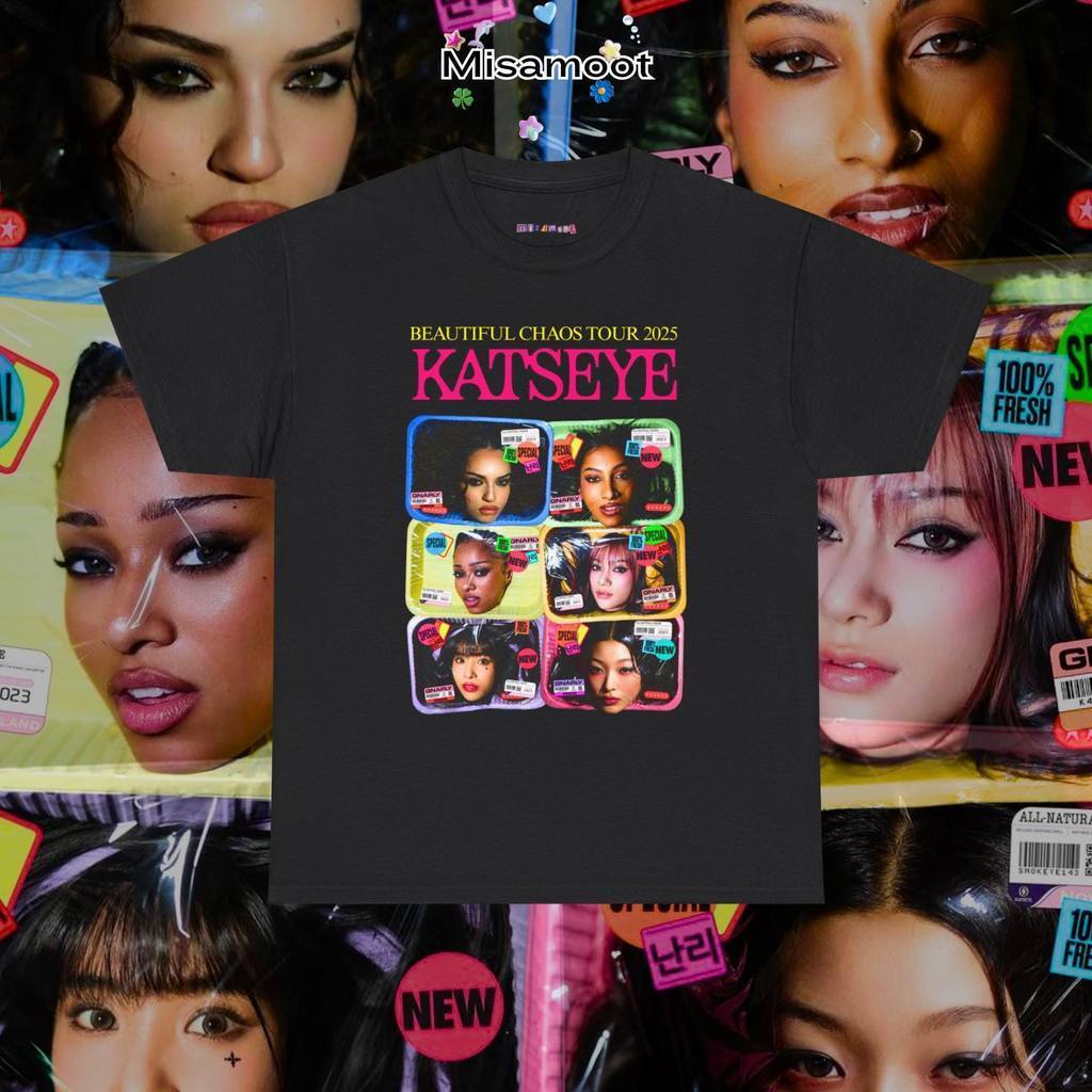 เสื้อทัวร์ Katseye Beautiful Chaos, สินค้าที่ระลึก Katseye, เสื้อ Katseye Gnarly, เสื้อ Gabriela