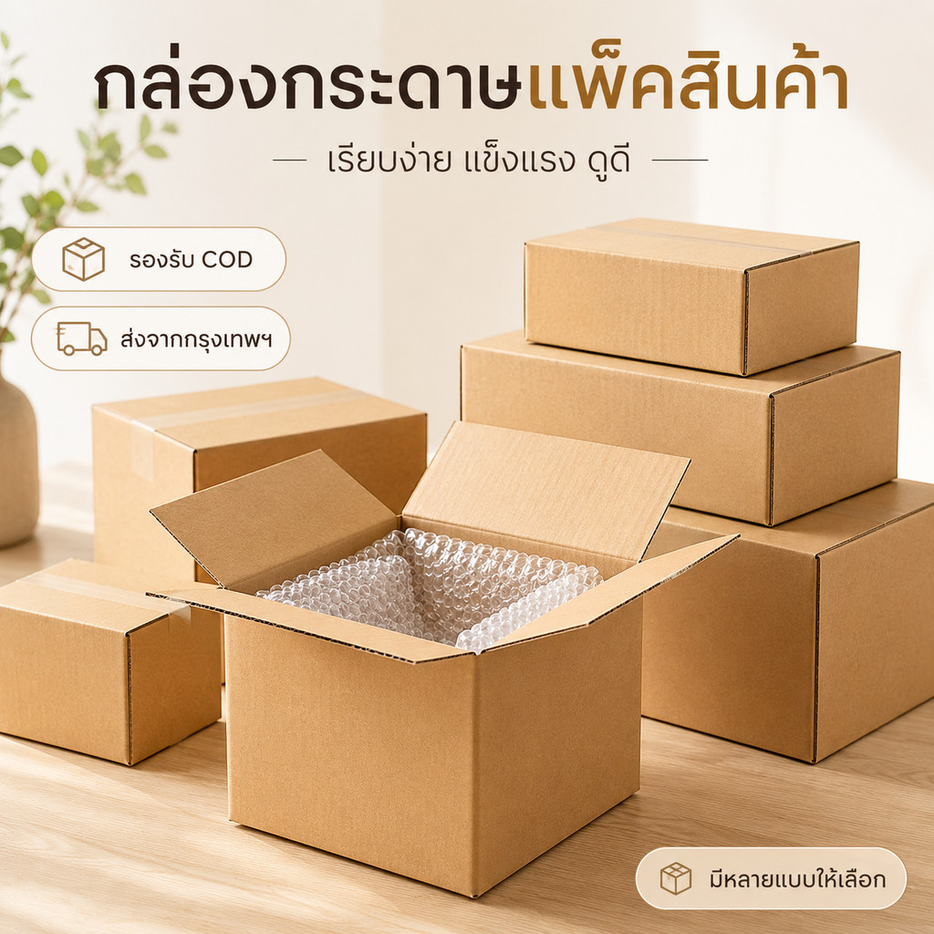 กล่องกระดาษลูกฟูกคราฟท์ 10 ชิ้น/ชุด กล่องพัสดุ กล่องไปรษณีย์ แข็งแรง หลายขนาด พร้อมส่ง COD