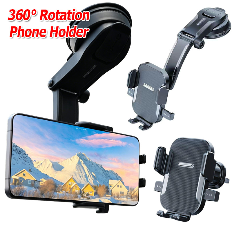 360° ที่วางโทรศัพท์แผงหน้าปัดกระจกรถยนต์แบบหมุนได้ / ที่วางโทรศัพท์มือถือแบบถ้วยดูดสากล